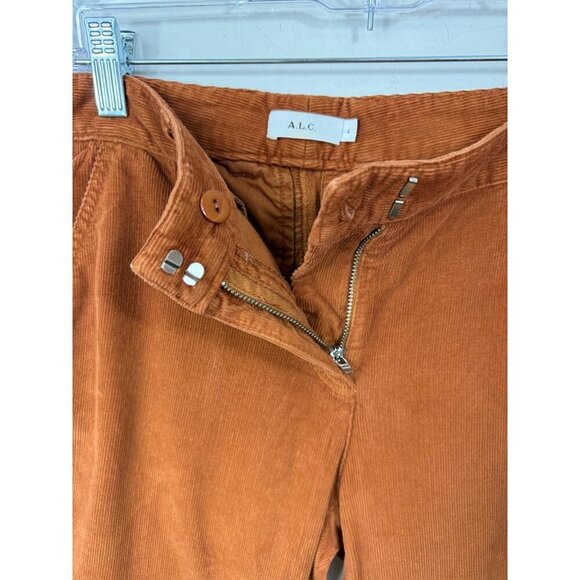 A.L.C Size 4 Javier Corduroy Pants Mid Rise Split Flare Leg Cotton Rust Brown - Picture 7 of 9